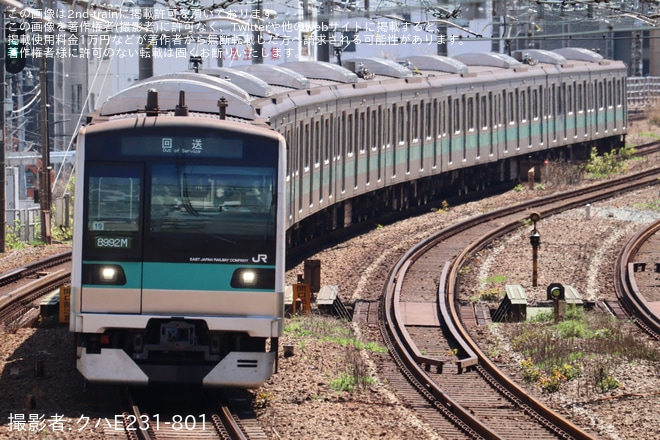 【JR東】E233系マト19編成 東京総合車両センター出場を恵比寿～渋谷間で撮影した写真